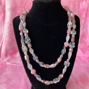 Pink Glass Bead Necklace